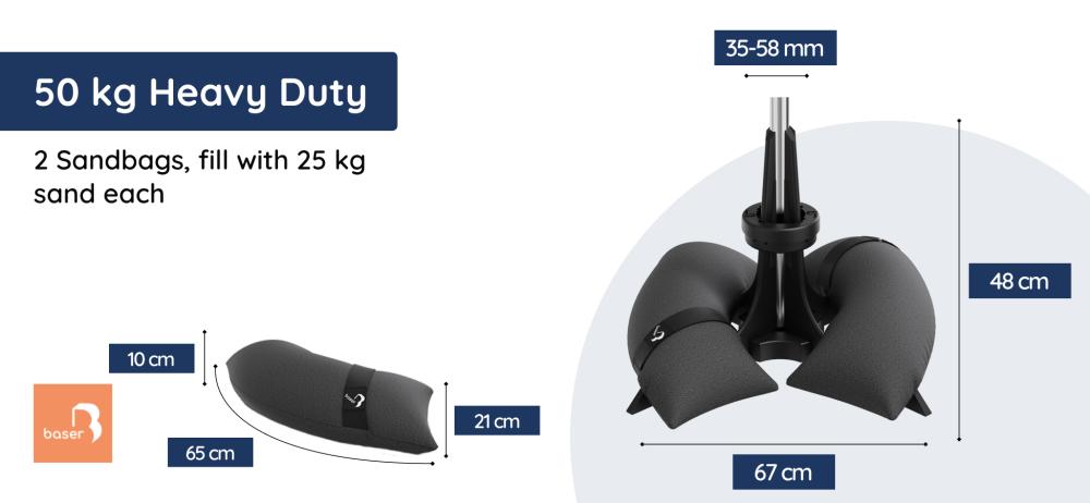 Baser Parasol Base Dimensions - 50kg