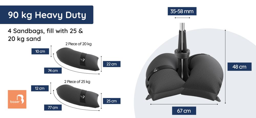 Baser Parasol Base Dimensions - 90kg