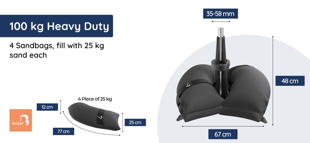 Baser Parasol Base Dimensions - 100kg