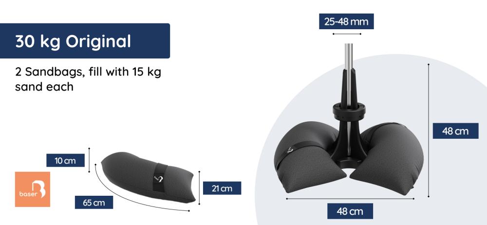 Baser Parasol Base Dimensions - 30kg