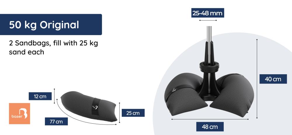 Baser Parasol Base Dimensions - 50kg