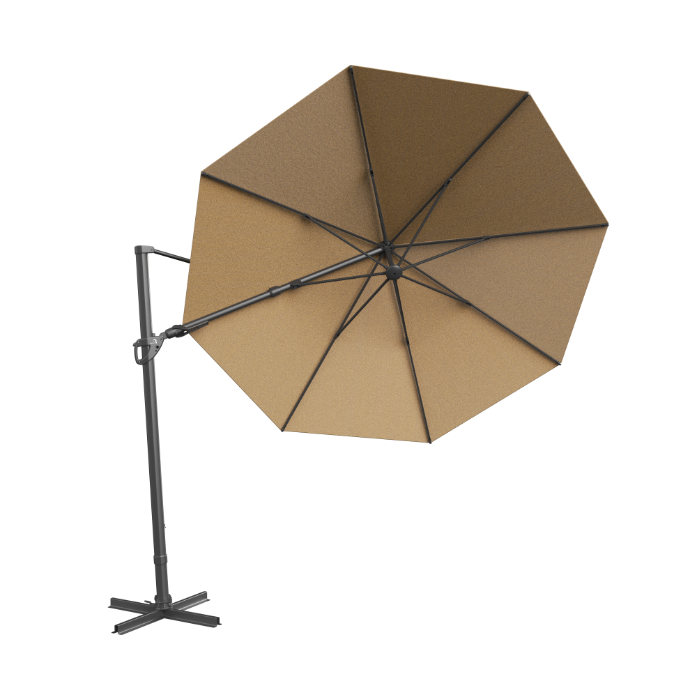 Original 3m Cantilever Parasol in Anthracite with Black Frame, featuring backwards tilt and 360-degree turn functionality
