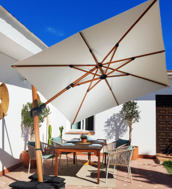 Baser Cantilever Umbrella providing flexible shade, perfect for spacious backyards